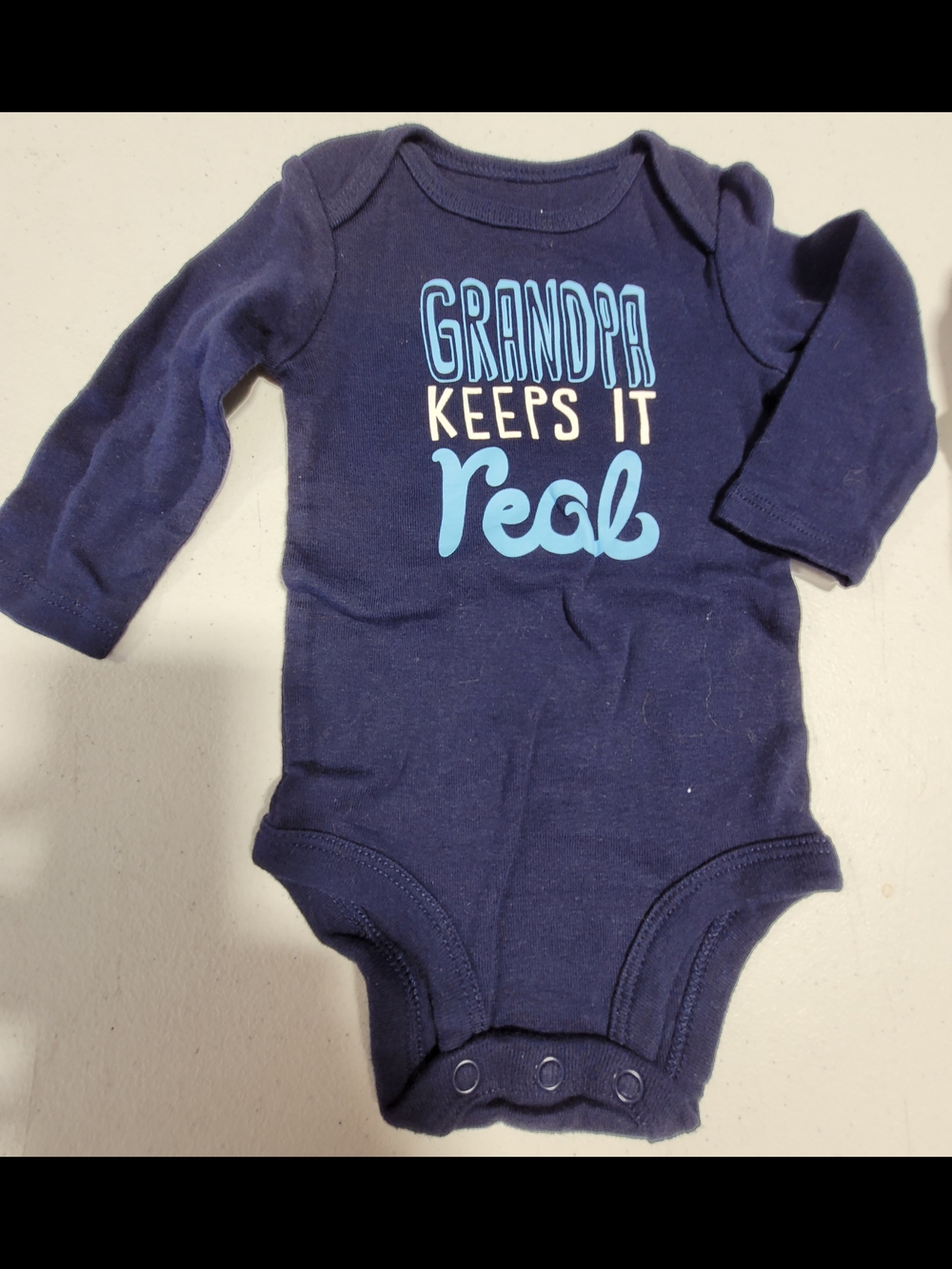 okie dokie Navy Long-Sleeve One-Piece with 'Grandpa Keeps It Real' Graphic